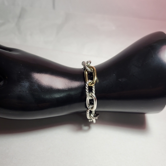 DY Madison Chain Sterling Silver and Gold Bracelet. #109 - Picture 9 of 14